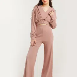 zink london zink Z Pink Regular Cotton Fit High Rise Pants image 4