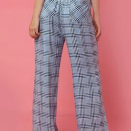 zink london zink Z Blue Regular Fit Check High Rise Trousers image 2
