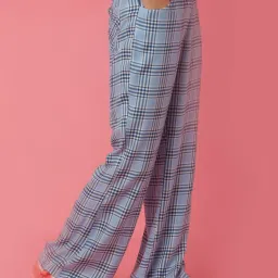 zink london zink Z Blue Regular Fit Check High Rise Trousers image 3