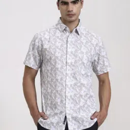 Greenfibre Beige Cotton Slim Fit Printed Shirt-picture-22