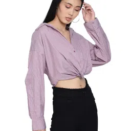 Oxolloxo Purple Striped Crop Shirt image 3