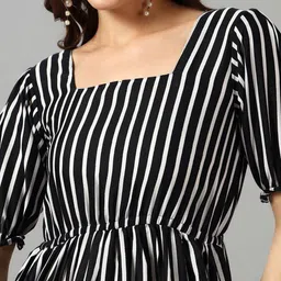 Jash Creation Print Puff Sleeve Applique Crepe Fit & Flare Maxi Dress image 4