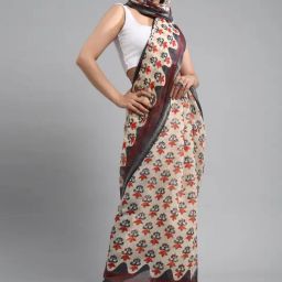 Saree Mall Beige Printed Saree With Unstitched Blouse-picture-48