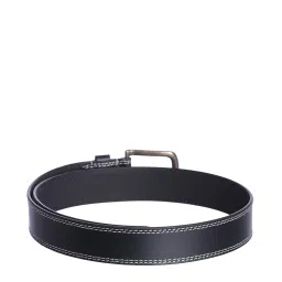Kara Navy Stitched Pattern Leather Narrow Belt image 3