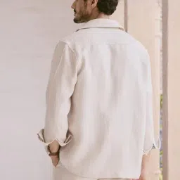 Andamen Beige Linen Solid Jacket image 2