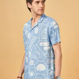 Urban Ranger By Pantaloons Light Blue Slim Fit Printed Shirt image 3
