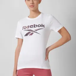 Reebok White Cotton Logo Print Sports T-Shirt-image-80