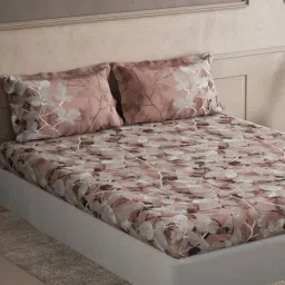 DDecor Pink Cotton 145TC Printed Bedsheet with 2 Pillow Cover image 2