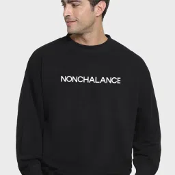 Bewakoof Black Graphic Print Oversized Sweatshirt image 1