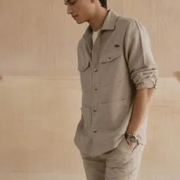 Andamen Khaki Blended Regular Fit Chevron Jacket image 3