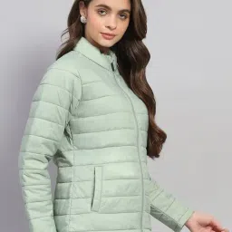 Rock.it by Monte Carlo Women Solid Regular Fit Mock Neck Full Sleeve Jacket With Zipper Closure image 4