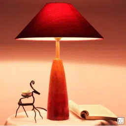 Unravel India Red & Brown Wood Table Lamp - Set of 1 image 1