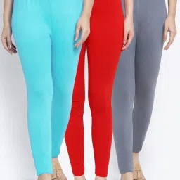 Gracit Red & Grey Mid Rise Leggings - Pack Of 3 image 1