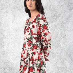 Crimsoune Club Red Floral Long Sleeves Dress image 4