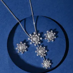 Voylla Silver Fireworks Sparkle Nova Necklace & Earring Set-picture-28