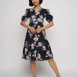 DressBerry Women Floral Printed Fit & Flare Knee Length Dress-picture-40