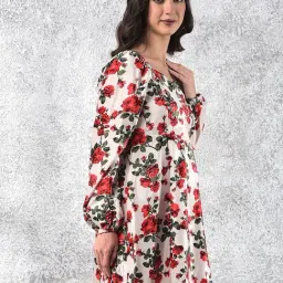 Crimsoune Club Red Floral Long Sleeves Dress image 3