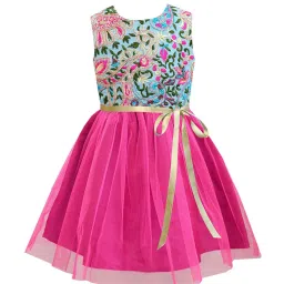 A.T.U.N. Fuchsia & Turquoise Embroidered Dress image 1