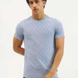 United Colors Of Benetton Blue Regular Fit Textured T-Shirt-picture-33