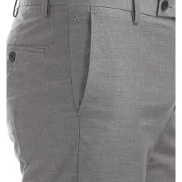 Arrow Grey Tapered Fit Flat Front Trousers image 4
