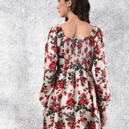 Crimsoune Club Red Floral Long Sleeves Dress image 2