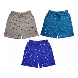 100LUCK Kids Pack of 3 Cotton Printed Shorts image 1