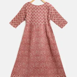 READIPRINT FASHIONS Kids Mauve Floral Print Full Sleeves Gown image 2