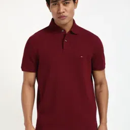 Tommy Hilfiger Deep Rouge Cotton Regular Fit Polo T-Shirt-image-18