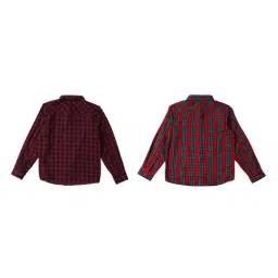 Allen Solly Junior Multicolor Checks Full Sleeves Shirt (Pack Of 2) image 2