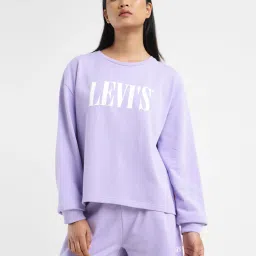 levi's Women's Brand Logo Lilac Crew Neck Sweatshirt image 1