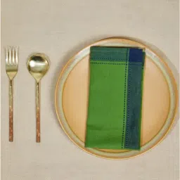 fabindia home Fabindia Green & Indigo Cotton 92 TC 125 GSM Tanka Napkin - Set of 6-picture-16