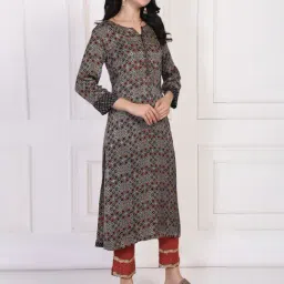 Folksong by W Black Satin Geometric Kurti image 3