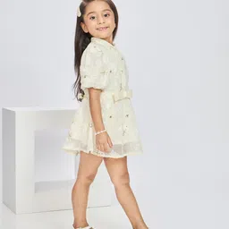 Peppermint Floral Print Tie-Up Neck A-Line Dress image 4