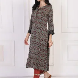 Folksong by W Black Satin Geometric Kurti image 4