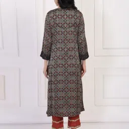 Folksong by W Black Satin Geometric Kurti image 2