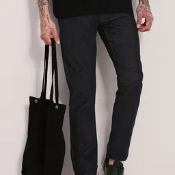 SHOWOFFFF Men Comfort Slim Fit Low-Rise Corduroy Trousers-image-75