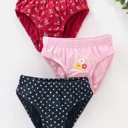 Babyhug Cotton Panties Floral and Polka Dots Print  Pack of 3 - Multicolour-image-65