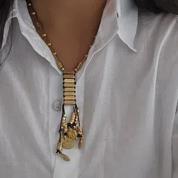 Studio Anviksha Golden Gleam Tasselled Statement Necklace-picture-41