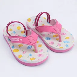 Cute Walk by Babyhug Flip Flops with Back Strap Floral Print - Pink image 2