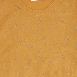 Pantaloons Junior Full Sleeves Abstract Foil Printed Sweater - Mustard image 3