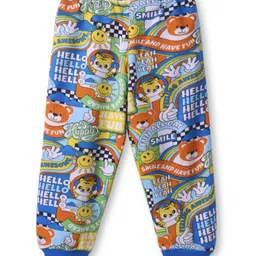 Babyhug Single Jersey Full Length Lounge Pants with Animal & Text Print Pack Of 2 - Blue & Navy Blue image 3