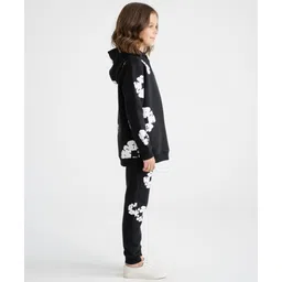 Anthrilo Fleece Knit Full Sleeves Abstract Printed Coordinating Winter Sweatshirt & Joggers Set - Black image 4