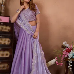 sareyavella Embellished Sequinned Tissue Tussar Saree With Unstitched Blouse image 4