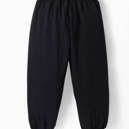 Ollington St. Cotton Knit Half SleevesTop & Joggers Set with Cut & Sew Design - Black image 5