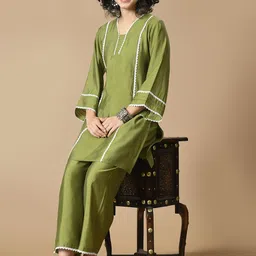 Sangria Straight Kurta With Palazzo image 5