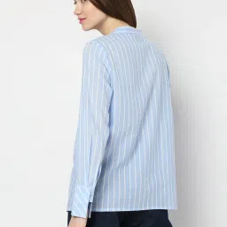 Vero Moda Blue Cotton Striped Shirt image 2