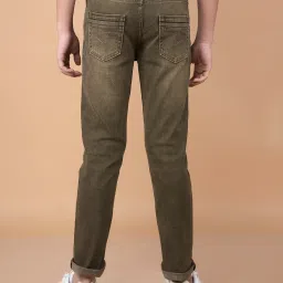 Crimsoune Club Boys Brown Cotton Blend Solid Jeans image 2