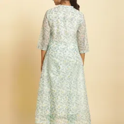 W Off-White Printed A Line Kurta image 2