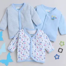 Bumzee Kids Blue & White Printed Full Sleeves T-Shirts (Pack Of 3)-picture-34