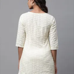 Aurelia Yellow Embroidered Straight Short Kurti image 2